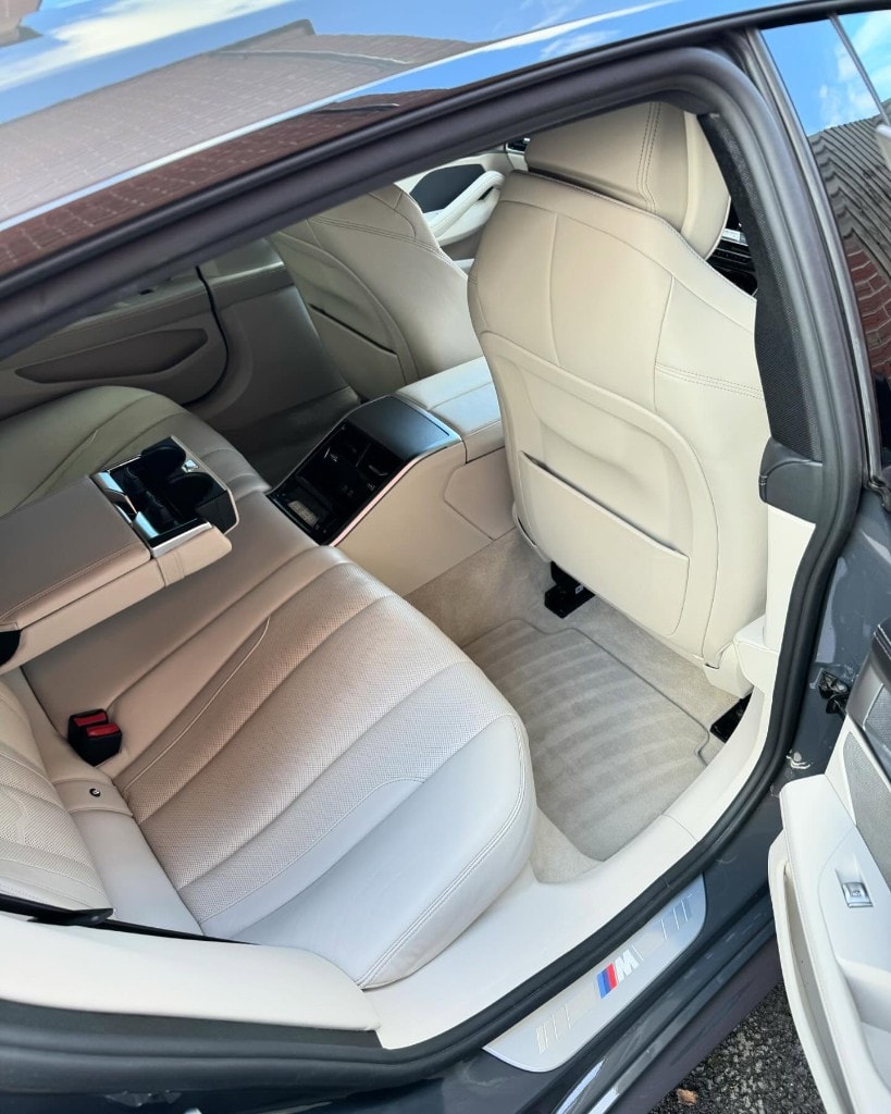 BMW cream leather rear interior, freshly deep-cleaned