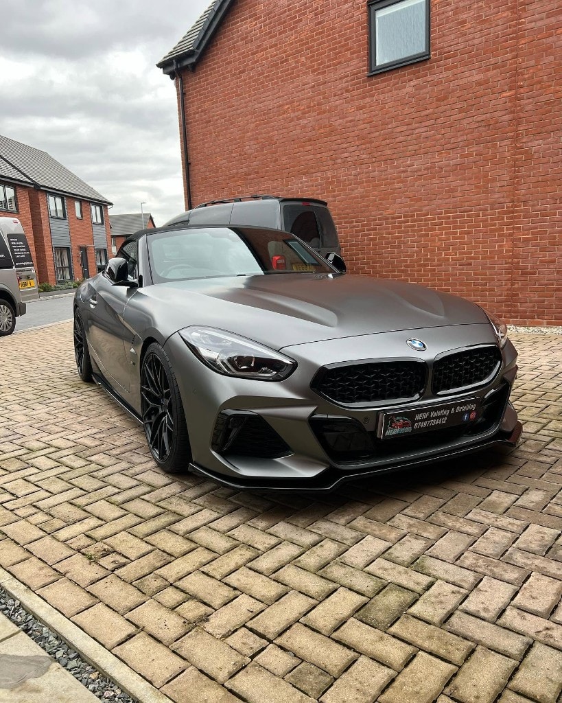 Matte grey BMW Z4 M Sport detailed on the driveway