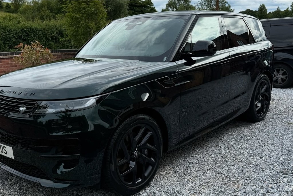 Black Range Rover Sport gleaming after a full detail